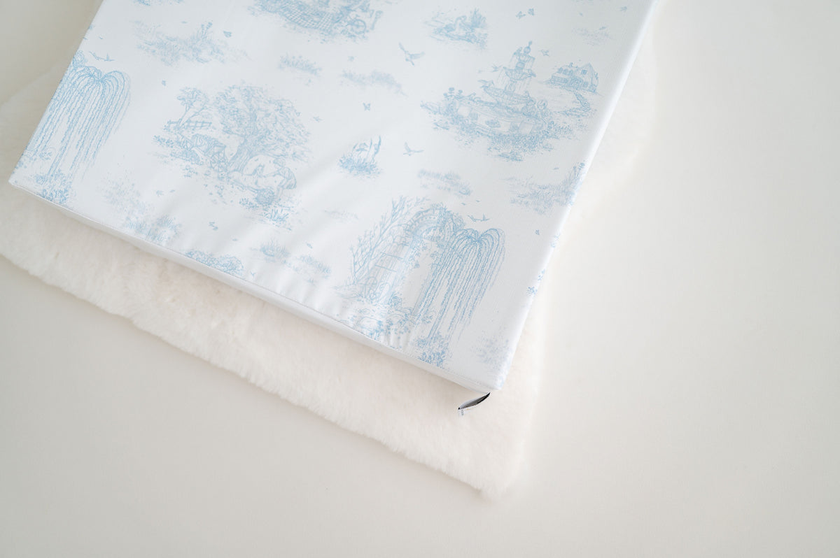 Spring Toile Blue Anti Roll Wedge Mat | The Gilded Bird | Wedge Mats