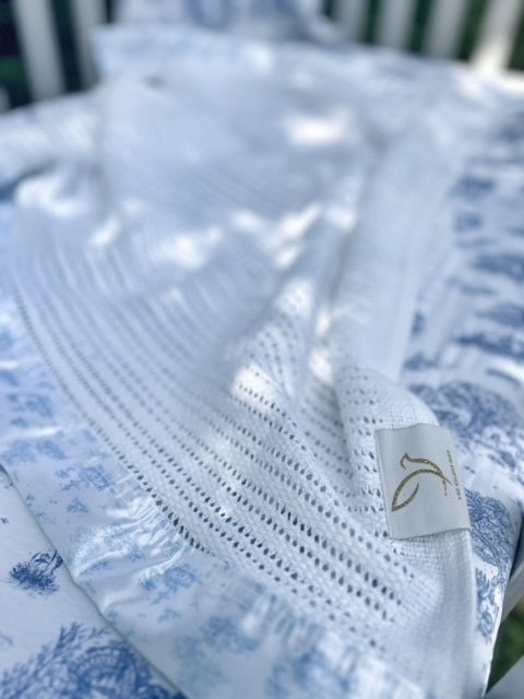 Cellular Blanket -  Pram - Spring Toile Blue