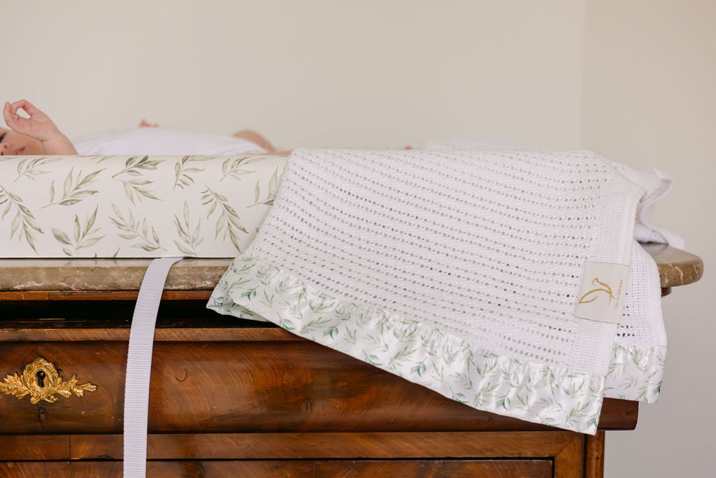 Cellular Blanket -  Pram - Linen Leaves