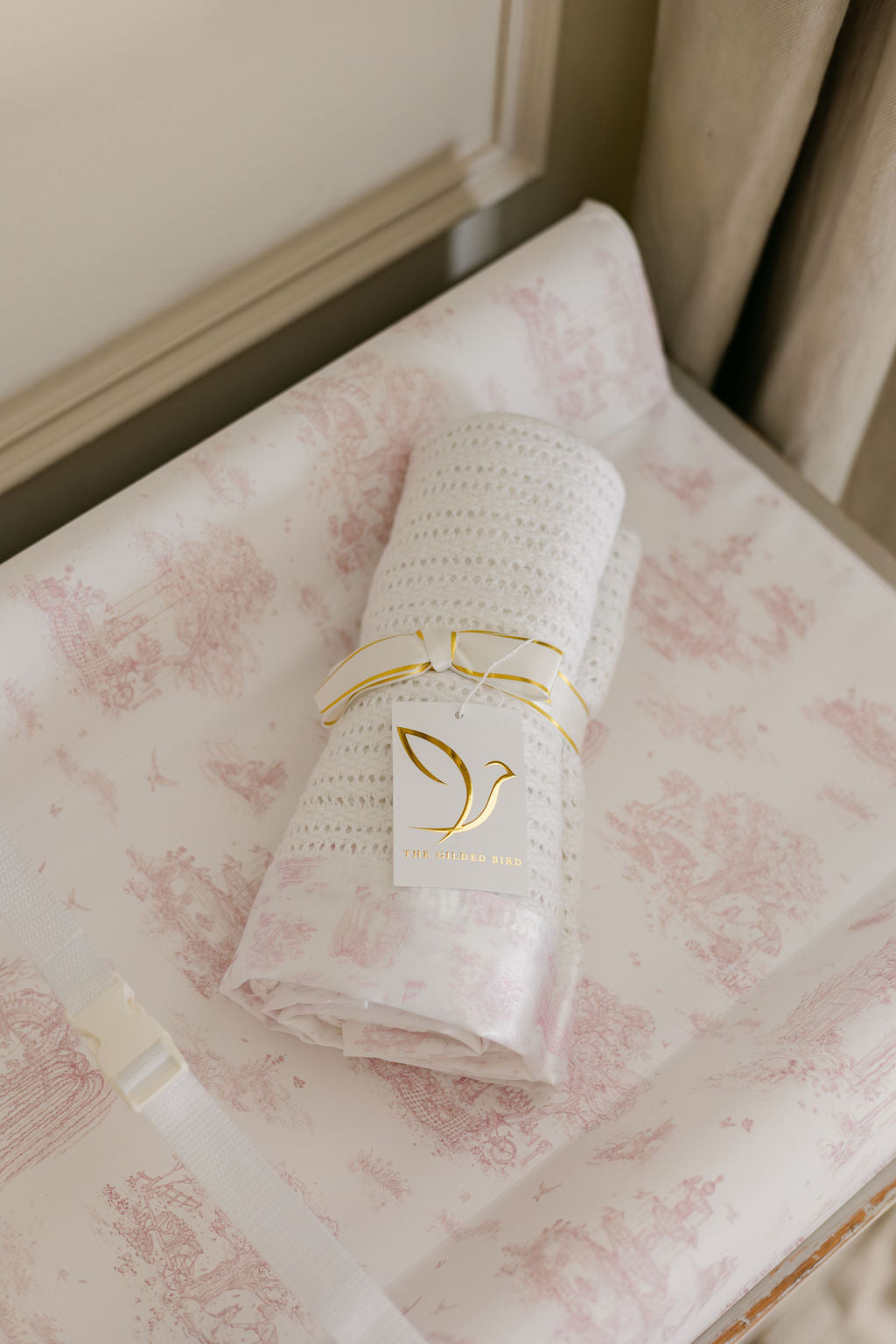 Cellular Blanket -  Pram - Spring Toile Pink