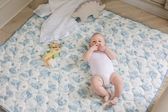 Spring Toile Blue Quilted Playmat